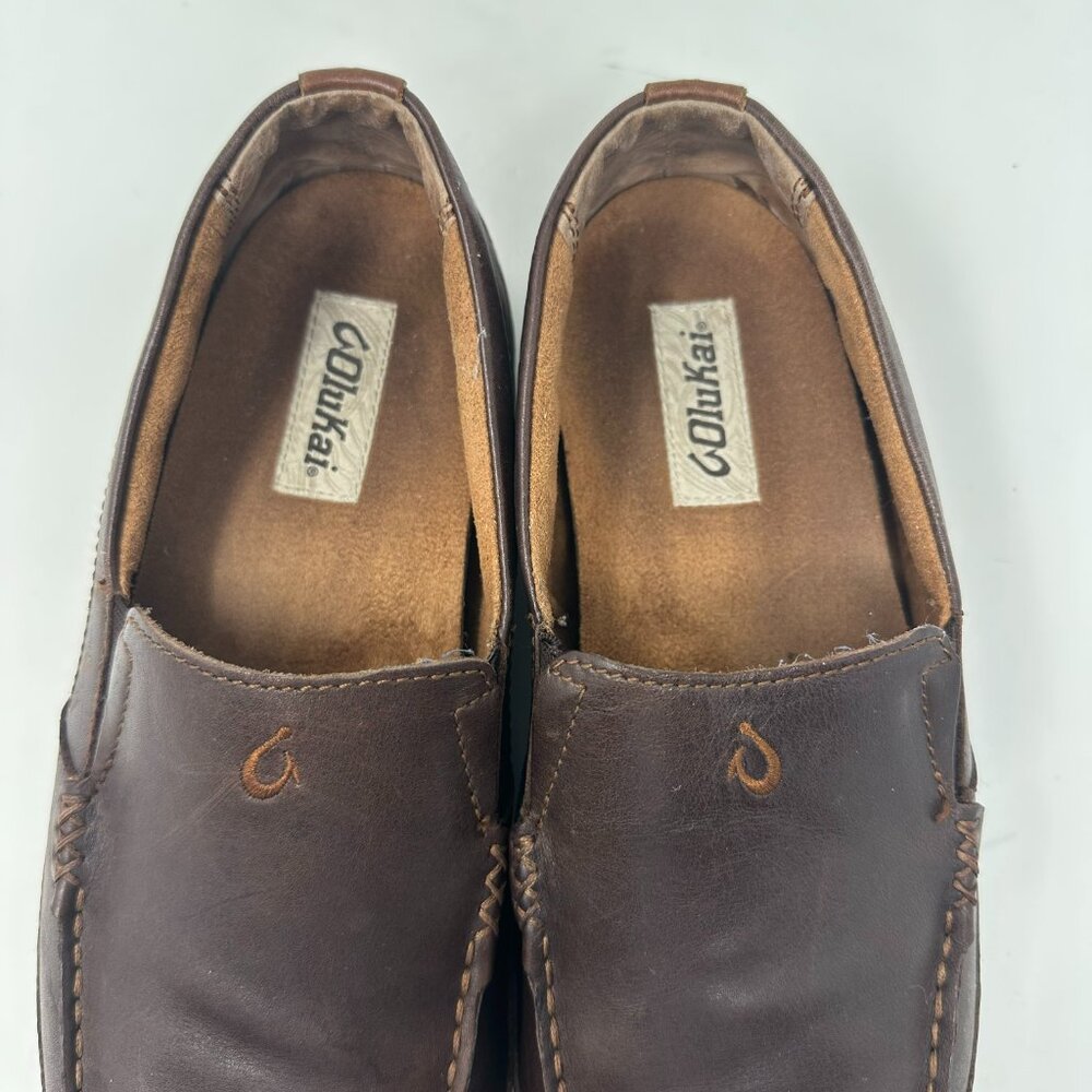 OLUKAI Moloa Men’s Size 10.5 Brown Leather Casual Loafers - Picture 11 of 14